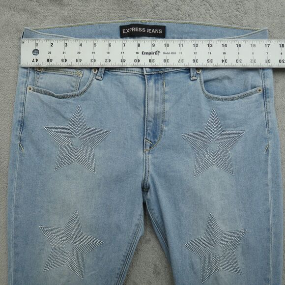 Express Jeans Women's Fits 34x30 (No size Tag) Blue Mid-Rise Legging Denim Pants - Picture 14 of 15